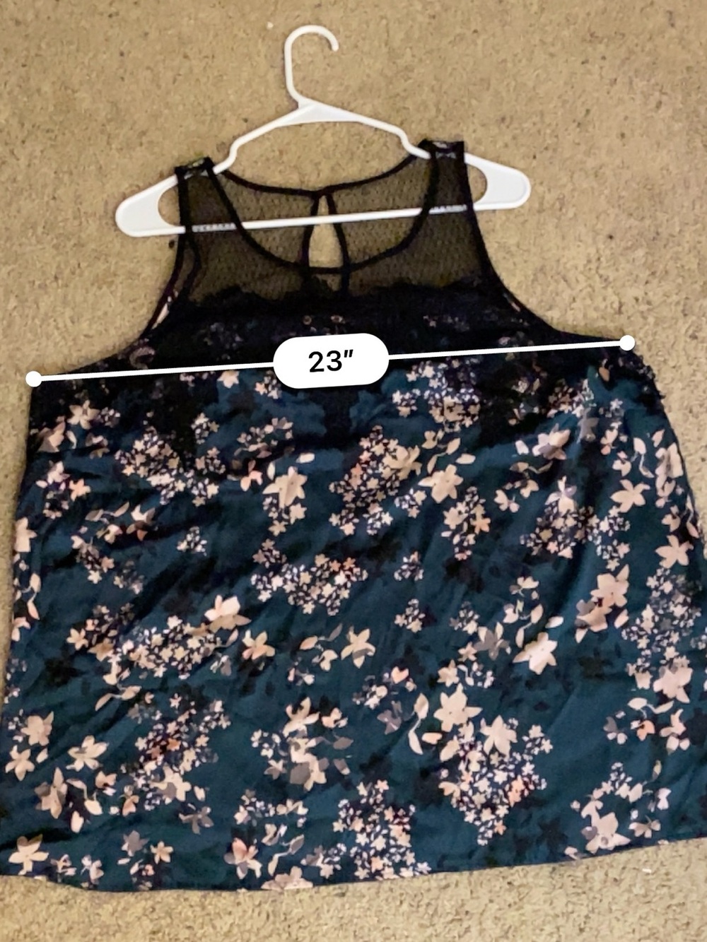 Maurices Teal Floral Lace Trim Sleeveless Camisole - Picture 10 of 12
